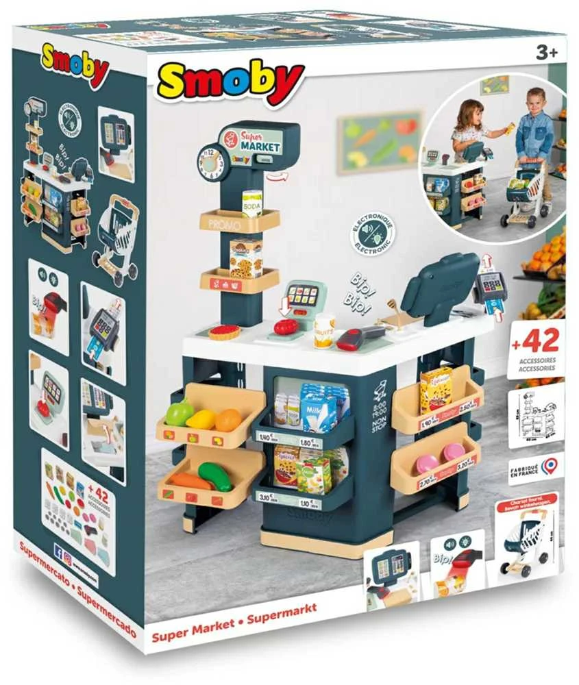 SMOBY Supermarketas su Elektronine Kasa ir Skaneriu