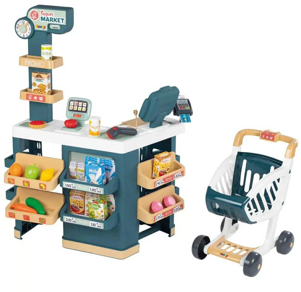 SMOBY Supermarketas su Elektronine Kasa ir Skaneriu