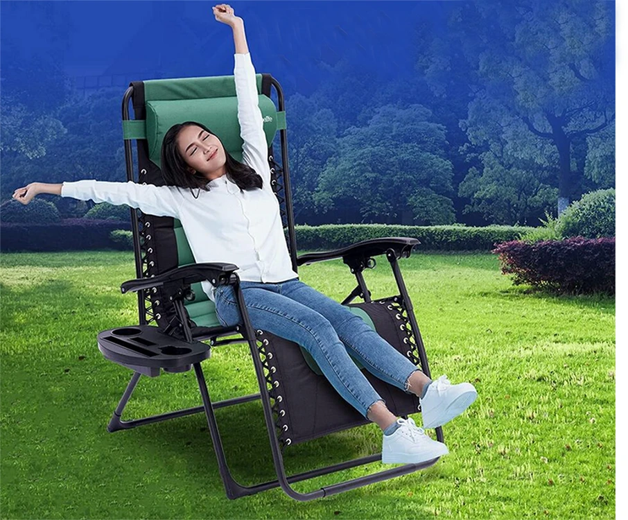 Sodo gultas sulankstomas su staliuku ir pagalve, žalias-juodas
