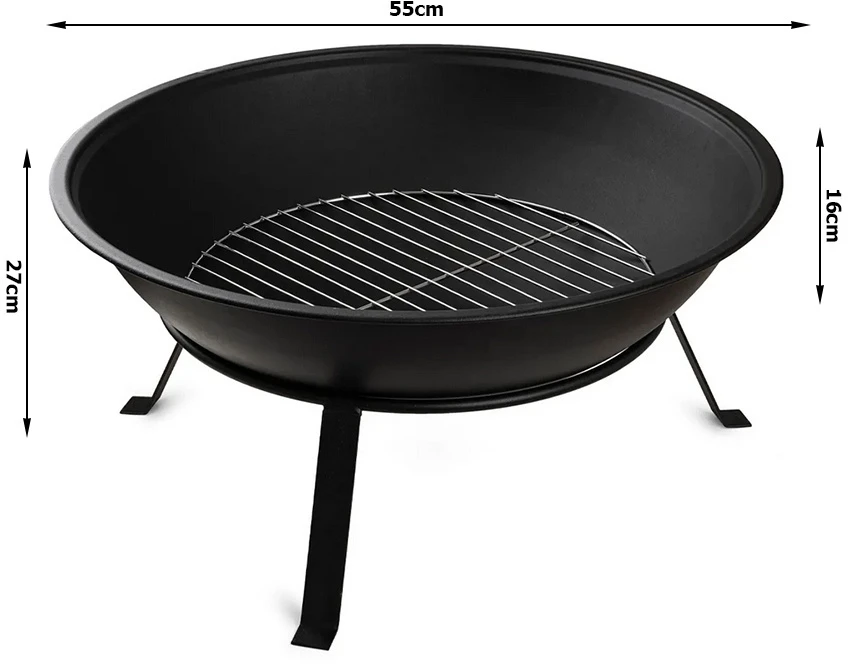 Lauko židinys su stovu ir grotelėmis, 55 cm