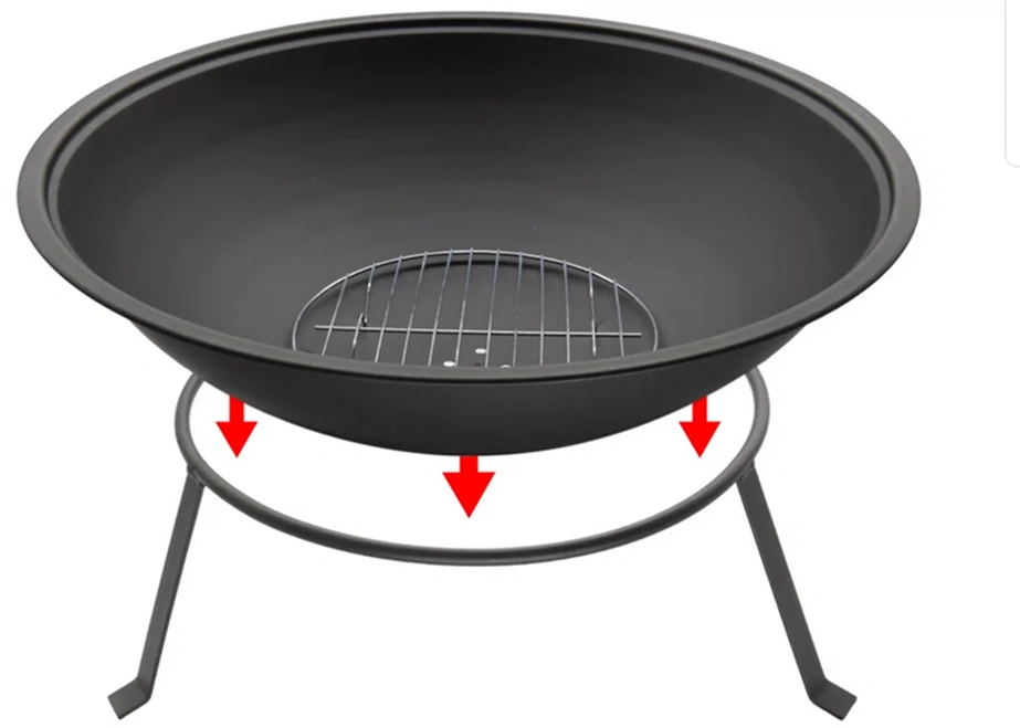Lauko židinys su stovu ir grotelėmis, 55 cm