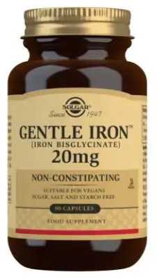"Solgar Gentle Iron" (geležies bisglicinatas) 20 mg augalinės kapsulės - pakuotė po 90 vnt