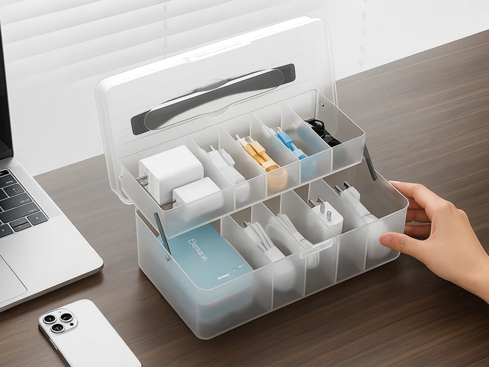 Organizatorius su skyreliais 24x13x10 cm plastikinis