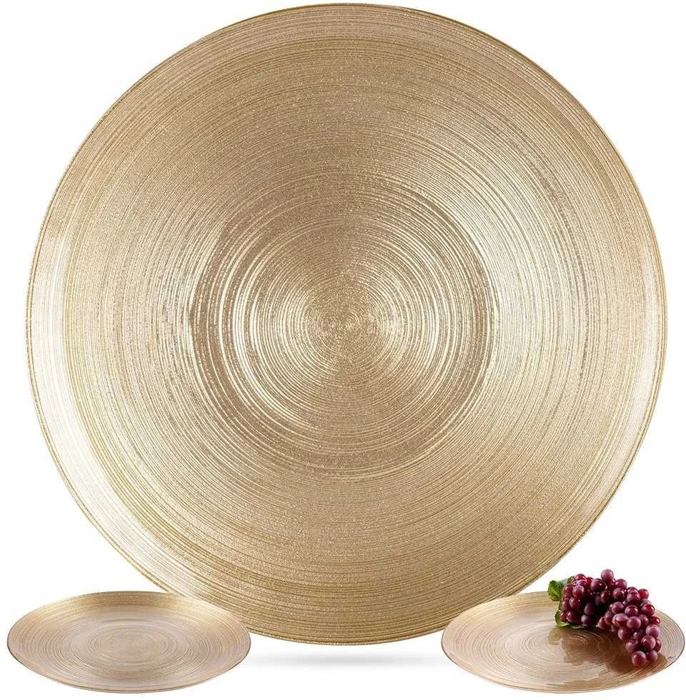 Nežinomas Serviravimo lėkštė, 28 cm, aukso, stiklas