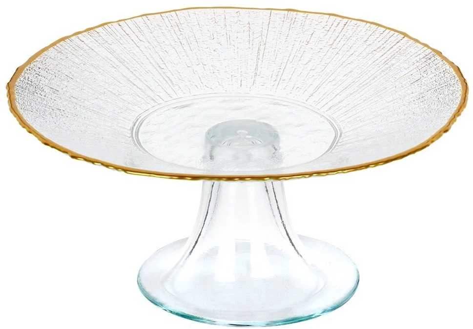 KOOPMAN Stiklinė tortų lėkštė su auksiniu kraštu, 21 cm