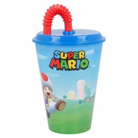Super Mario puodelis su šiaudeliu 430 ml