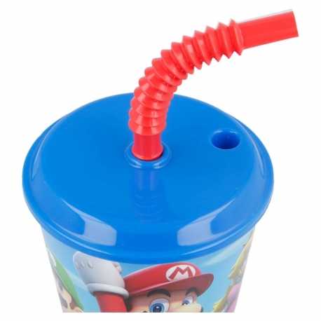 Super Mario puodelis su šiaudeliu 430 ml