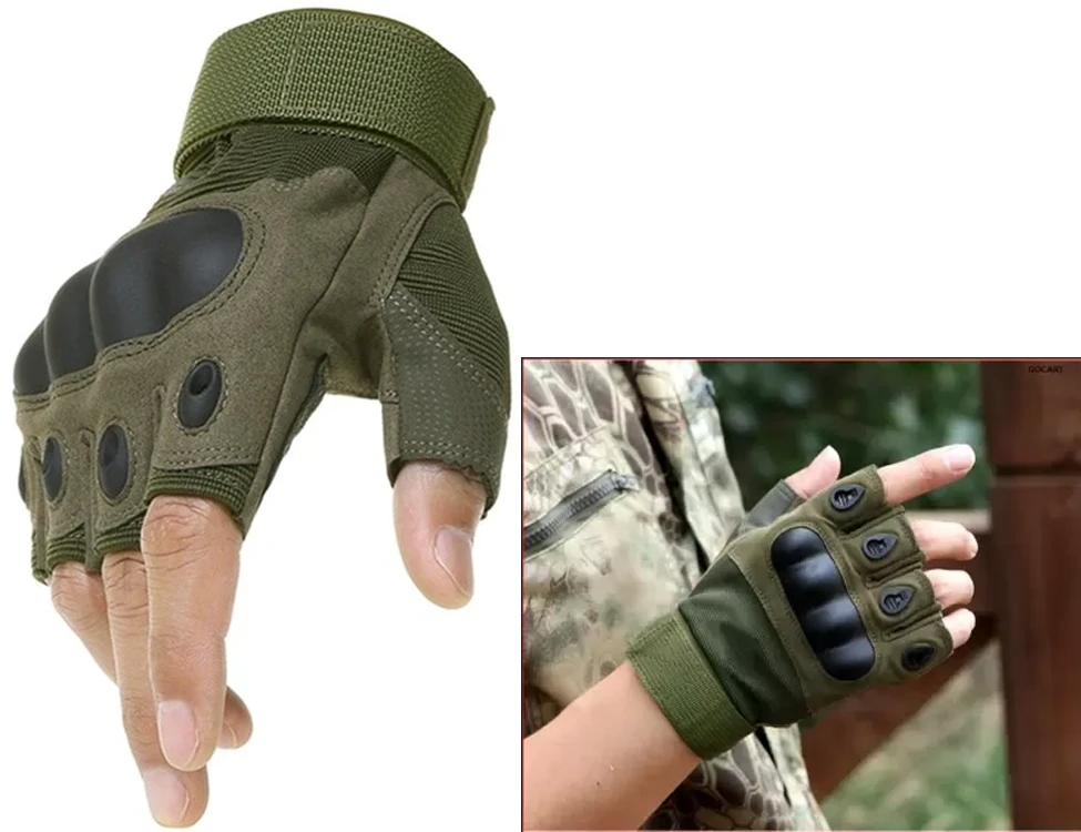 Taktinės pirštinės be pirštų XL žalia/khaki