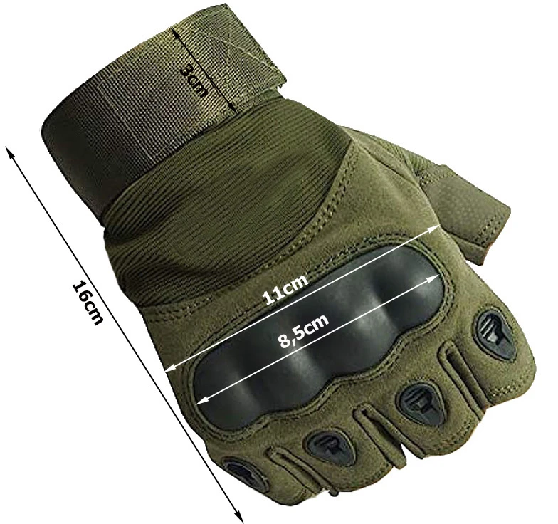 Taktinės pirštinės be pirštų XL žalia/khaki