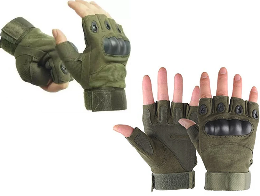 Taktinės pirštinės be pirštų XL žalia/khaki