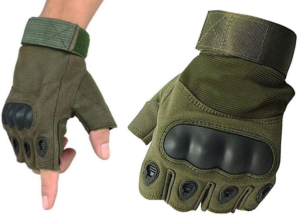Taktinės pirštinės be pirštų XL žalia/khaki
