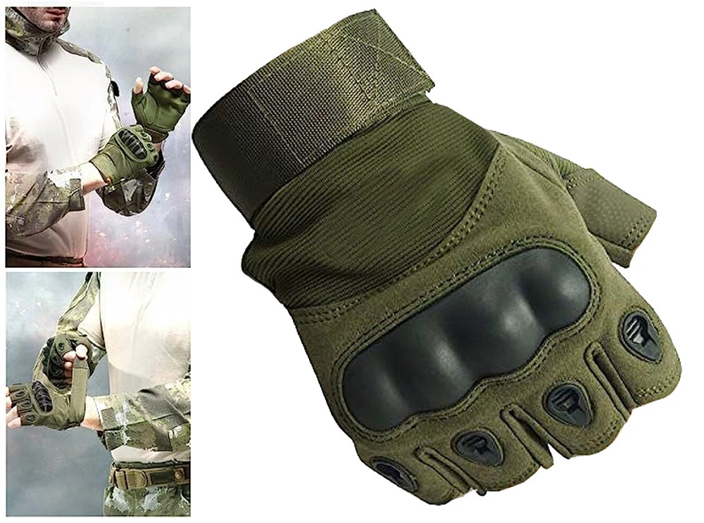 Taktinės pirštinės be pirštų XL žalia/khaki