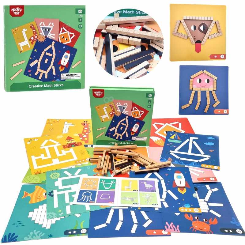 Tooky Toys Tooky Toy Medinės Magnetinės Kaladėlės Su Galvosūkiais 49 vnt.