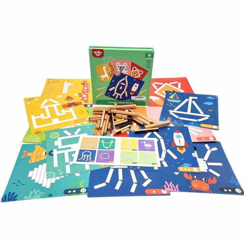 Tooky Toys Tooky Toy Medinės Magnetinės Kaladėlės Su Galvosūkiais 49 vnt.