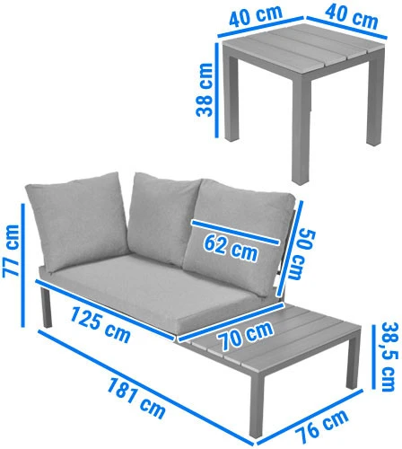 Terasos baldai LAGOS lauko kampinė sofa su moduline konstrukcija