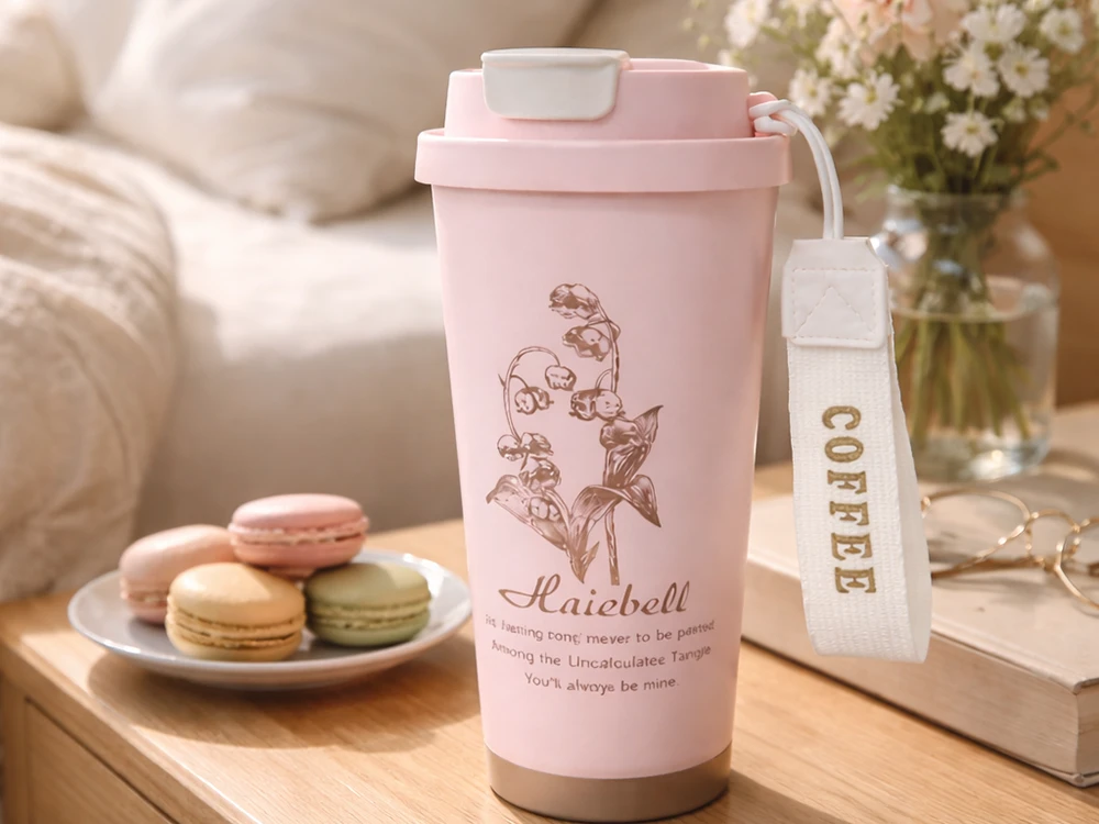 Termo puodelis su šiaudeliu 530 ml su laikikliu