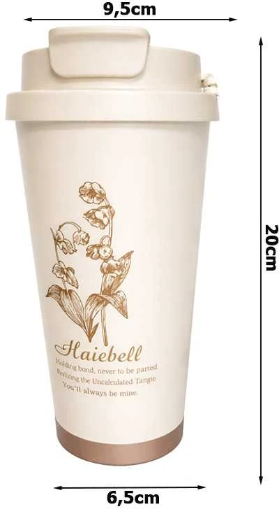 Termo puodelis su šiaudeliu ir plienine rankenėle 530 ml