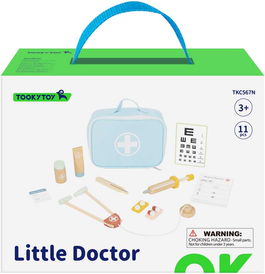 Tooky Toys Medinis mažojo gydytojo rinkinys su lagaminu 11 vnt TOOKY TOY