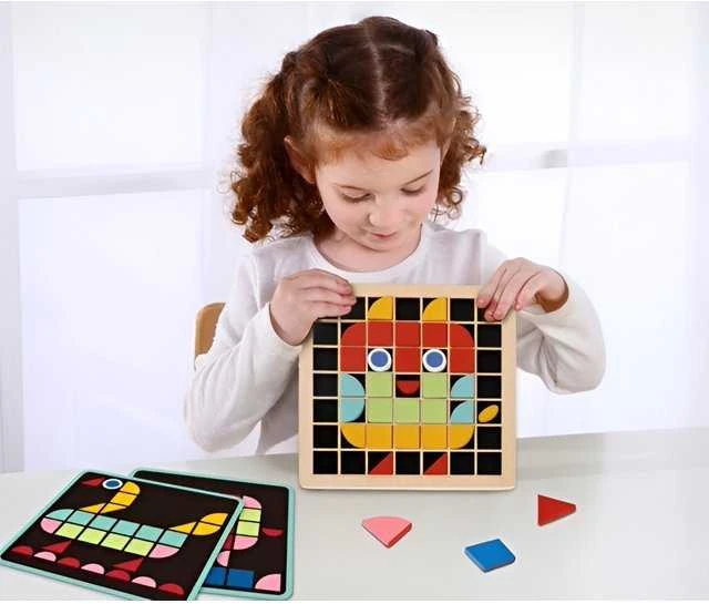 Tooky Toys TOOKY TOY Medinė mozaikinė Montessori dėlionė