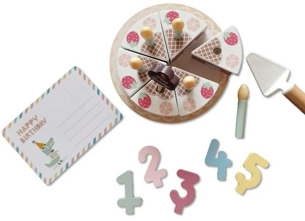 Tooky Toys TOOKY TOY Medinis gimtadienio tortas su ropių žvakėmis