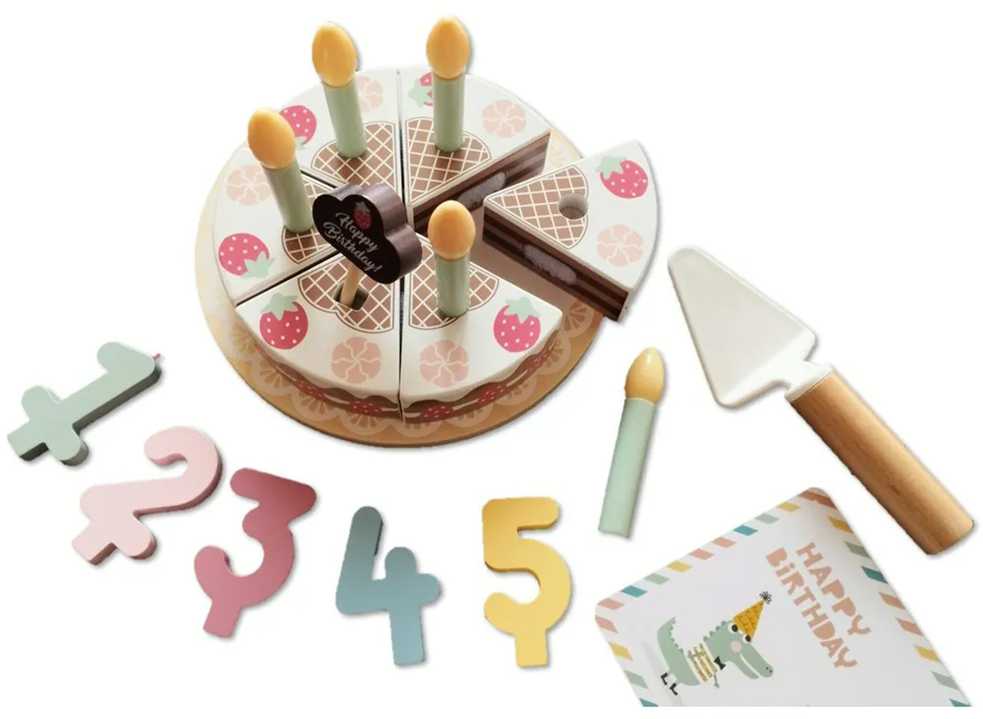 Tooky Toys TOOKY TOY Medinis gimtadienio tortas su ropių žvakėmis