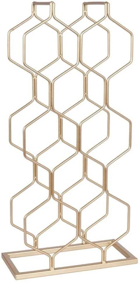 Trends4You Vyno lentyna metalinė auksinė 8 buteliams 23x48 cm