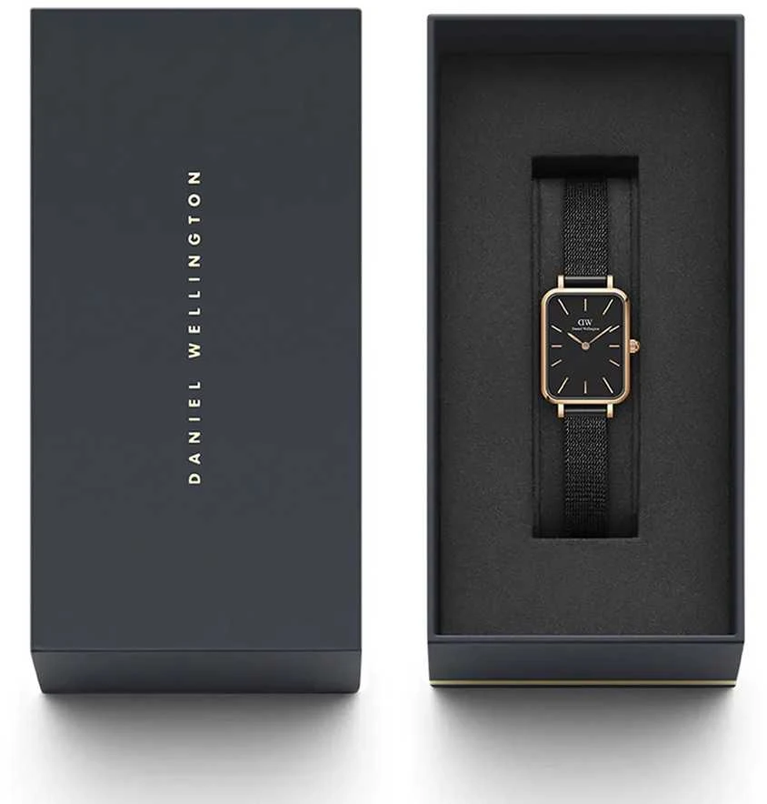 Daniel Wellington Moteriškas Laikrodis DW00100433 - Quadro Juodas/Rozinis Aukso