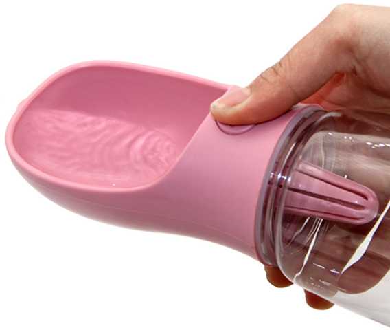 Turistinis butelis su šuns dubeniu, 550 ml - rožinė