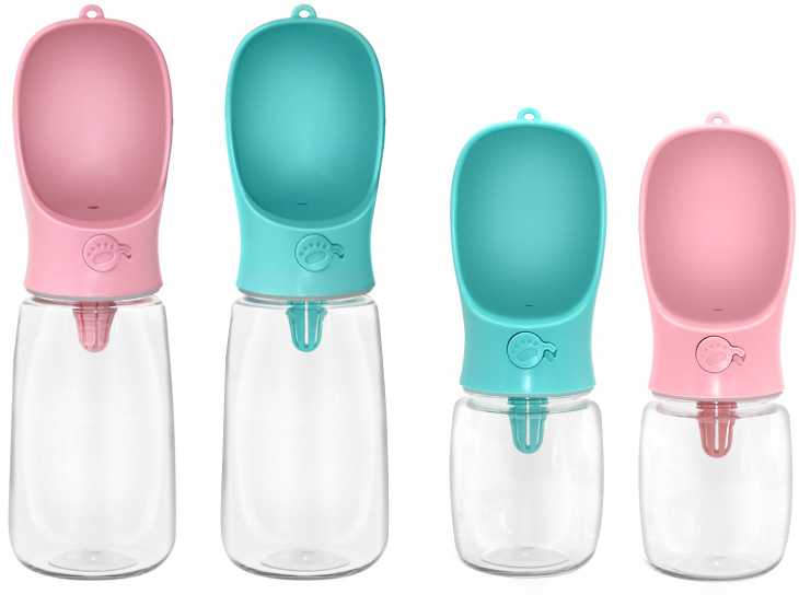 Turistinis butelis su šuns dubeniu, 550 ml - rožinė
