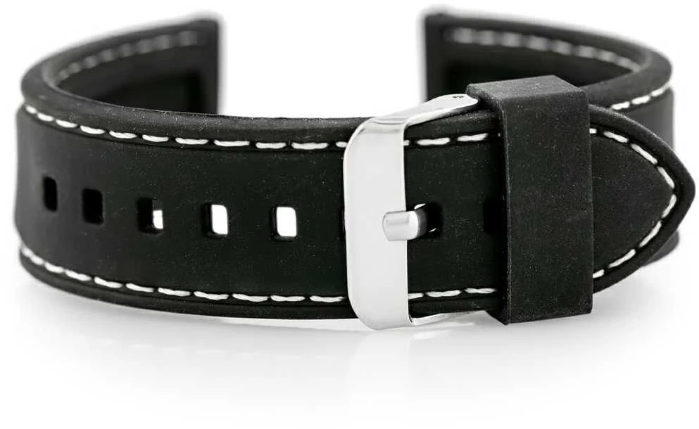 Pacific U20 rubber watch strap - juodas/baltas 26mm