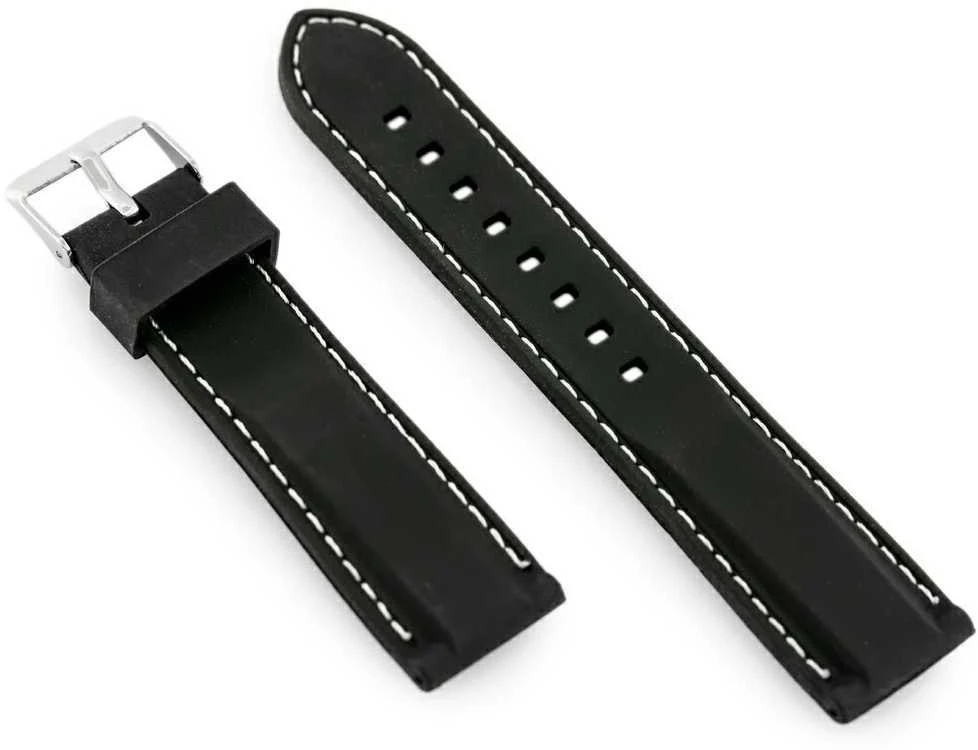 Pacific U20 rubber watch strap - juodas/baltas 26mm