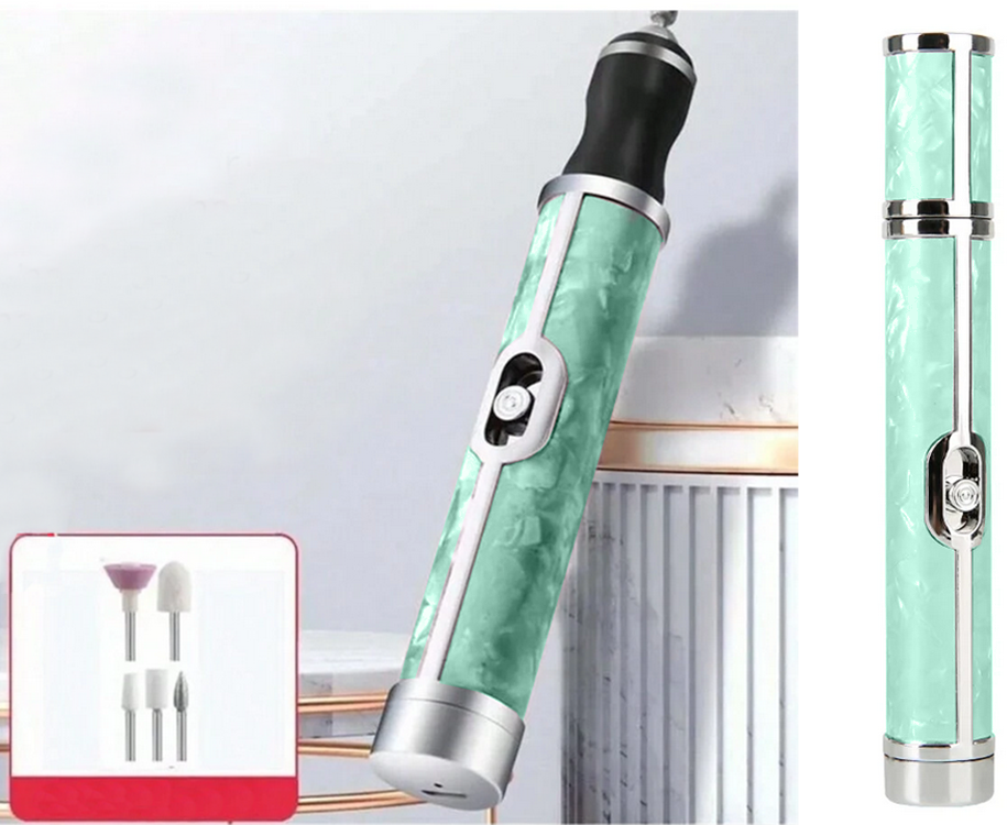 Nagų frezavimo aparatas su USB, 5 frezų rinkinys, žalias