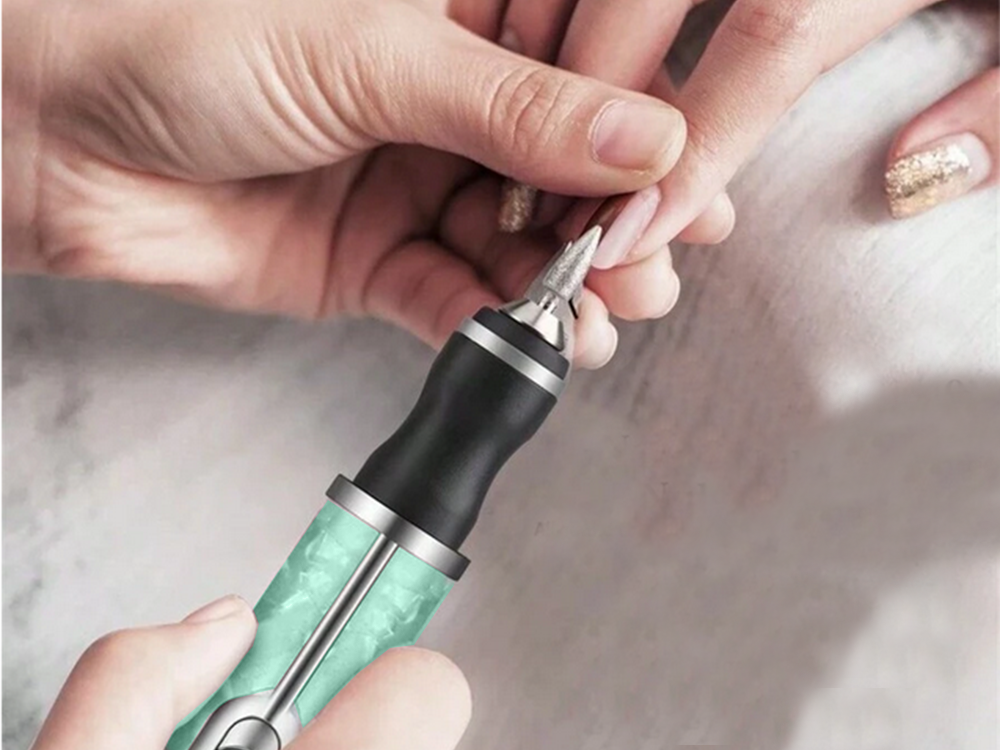 Nagų frezavimo aparatas su USB, 5 frezų rinkinys, žalias