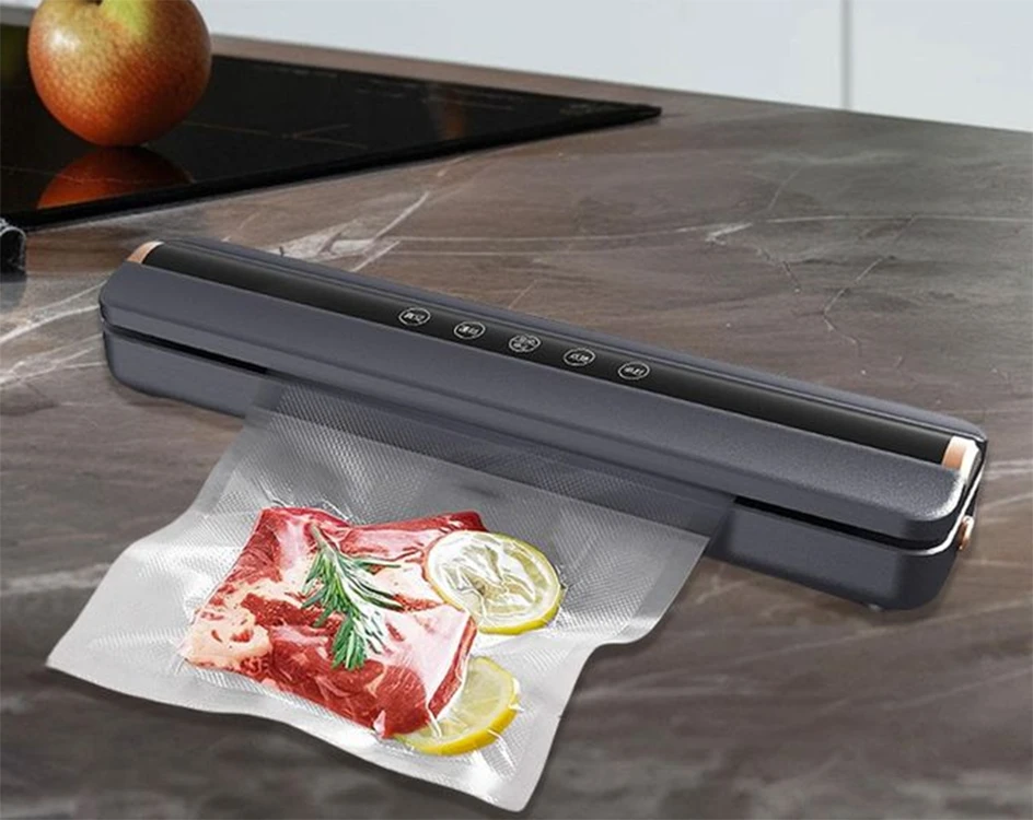 Vakuuminis maisto pakavimo aparatas su 10 maišelių, 10W, juodai pilkas