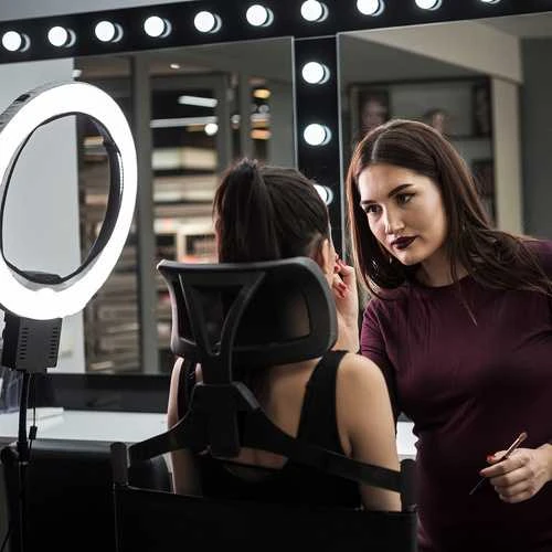 Beautylushh Aliuminio makiažo kėdė su galvos atrama