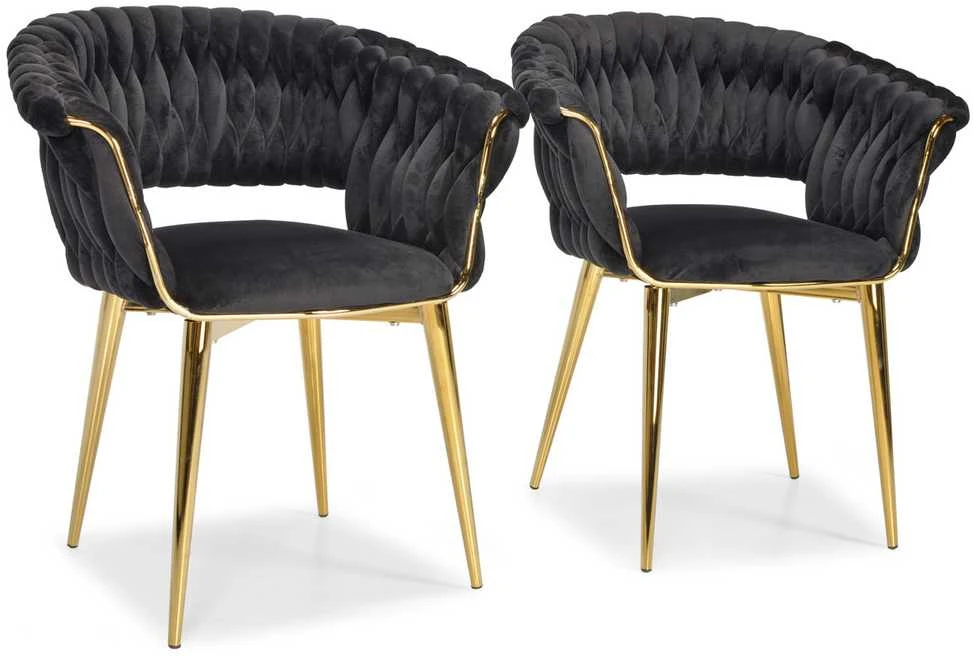 Veliūrinė prabangi Kėdė Glamour Juoda