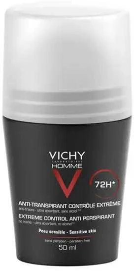 Rutulinis dezodorantas - antiperspirantas vyrams Vichy Homme Intense Roll On 72H, 50 ml