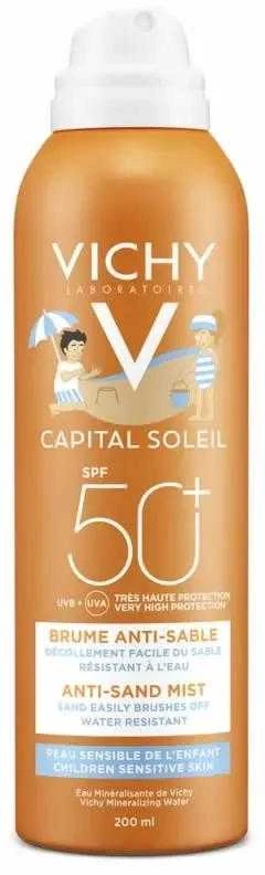 Vichy Capital Soleil Anti-Sand Mist SPF 50+ purškiama apsauginė dulksna nuo saulės vaikams, 200 ml