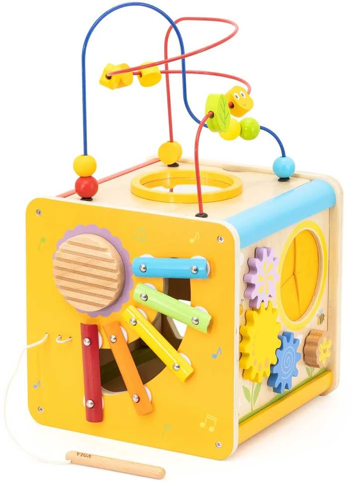 Viga Toys Viga edukacinė medinė kubelių užduočių dėžė 5in1
