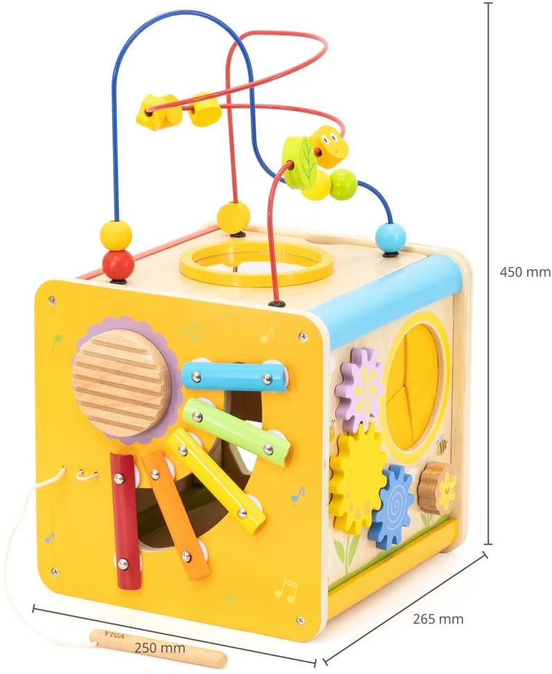 Viga Toys Viga edukacinė medinė kubelių užduočių dėžė 5in1