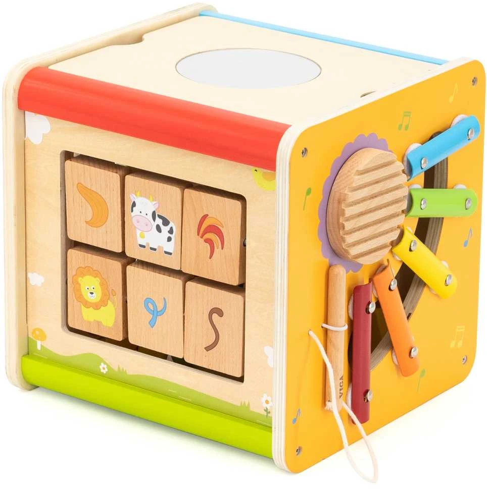 Viga Toys Viga edukacinė medinė kubelių užduočių dėžė 5in1