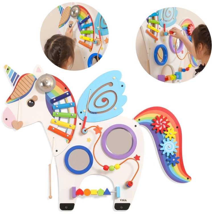 Viga Toys Viga Medinė Sensorinė Manipuliacinė Lentelė Vienaragis FSC Sertifikuota Montessori