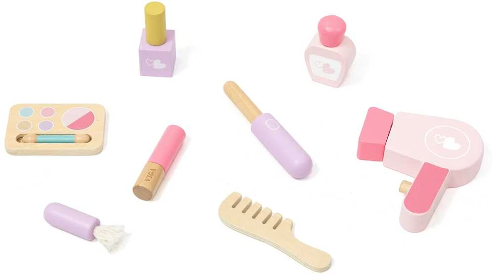 Viga Toys VIGA Medinė Tualetė su Veidrodžiu ir Kėdute Balti-Rožiniai