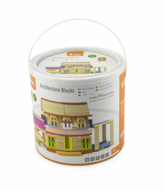 Viga Medinės Statybinės Kaladėlės Pastatai 250 vnt.