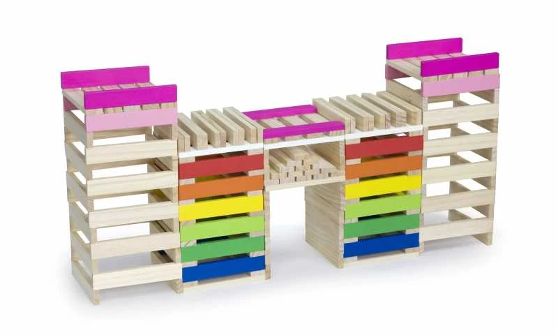 Viga Medinės Statybinės Kaladėlės Pastatai 250 vnt.