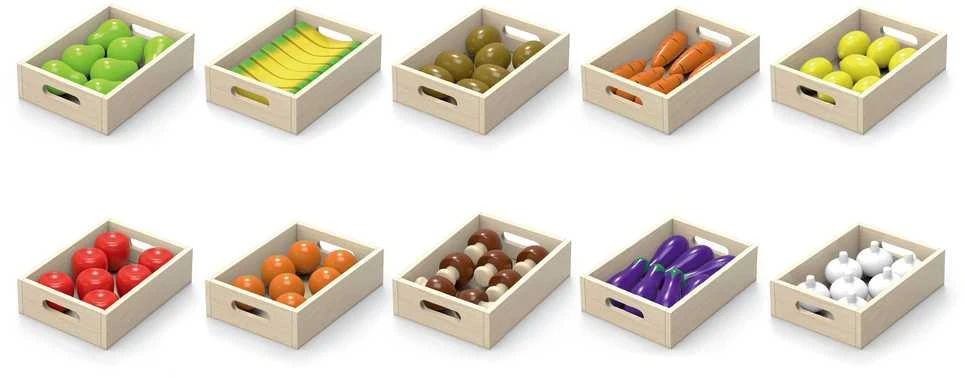 Viga Toys Mediniai vaisiai ir daržovės Viga 10vnt