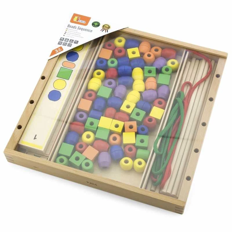 Viga medinis edinis žaidimas loginis karoliukai 104 Montessori elementai