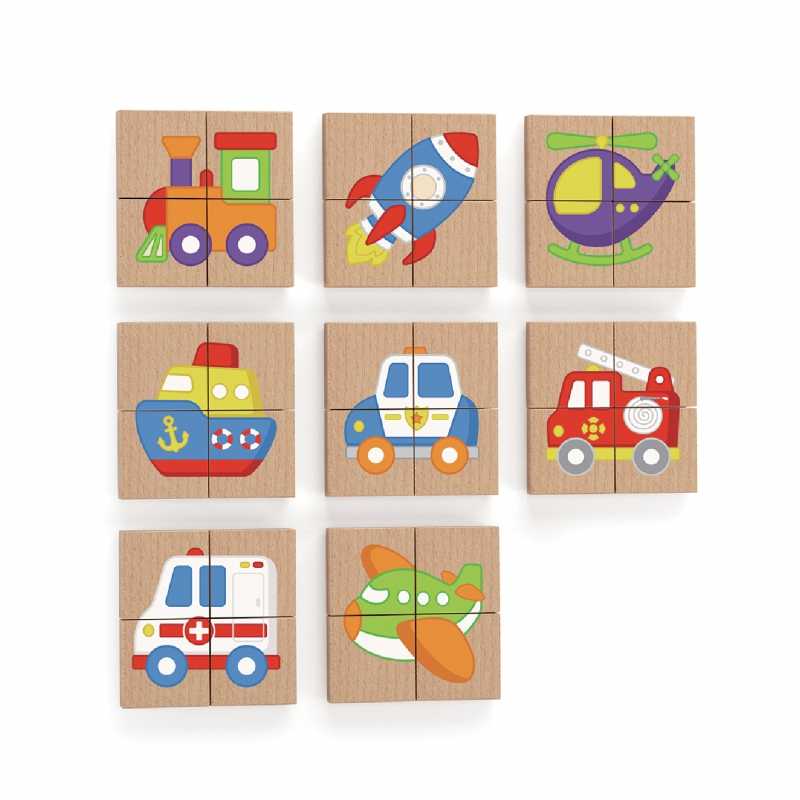 Viga Medinė magnetinė puzzle – transporto priemonės, FSC sertifikatas