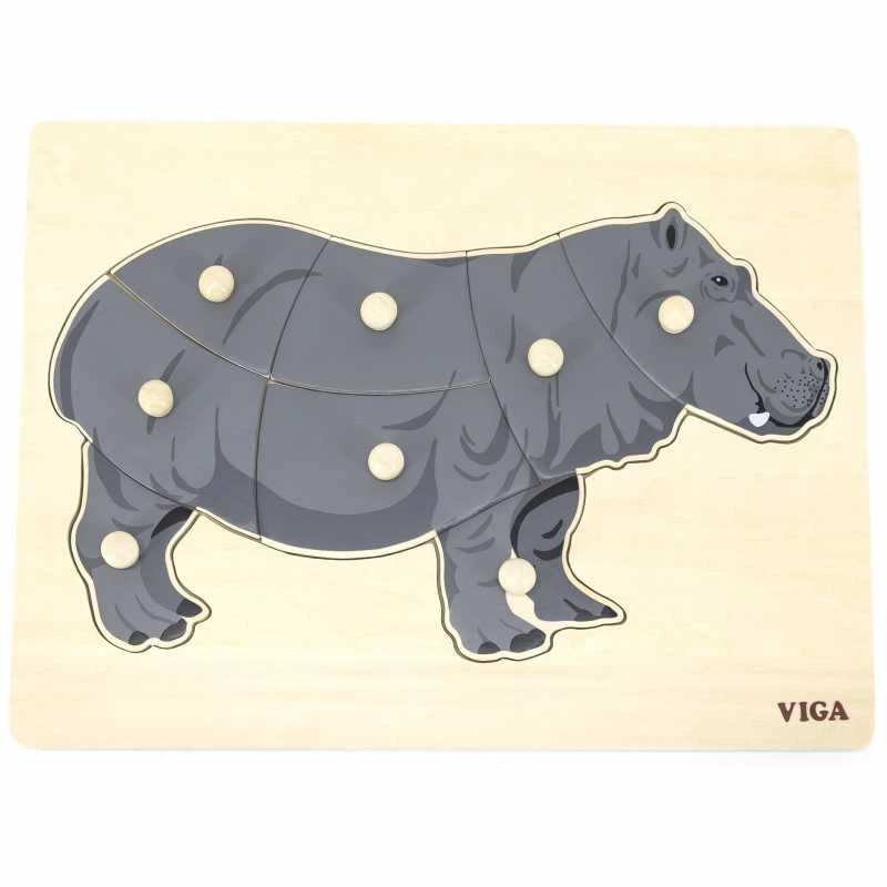 Viga medinis montessori hippo dėlionė su Pinski