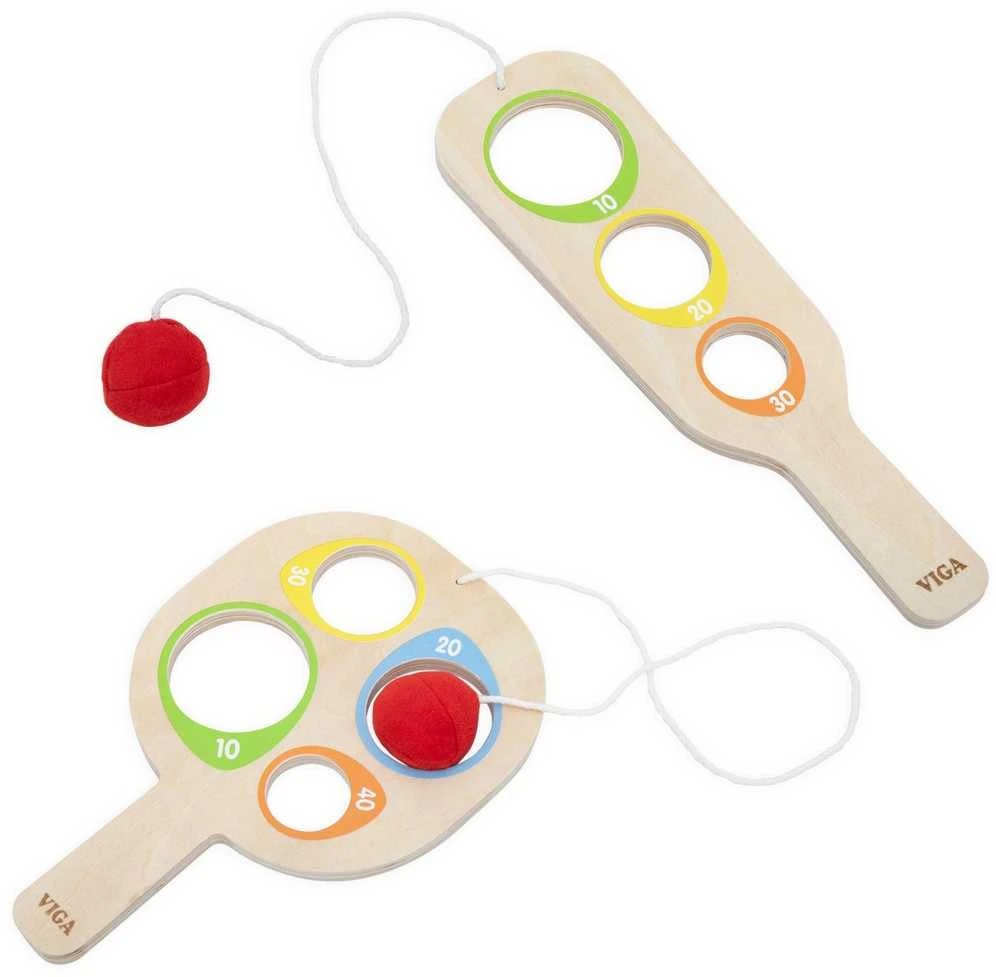 Viga Toys Medinis taiklumo žaidimas su raketėmis Pagauk kamuoliuką VIGA